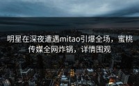 明星在深夜遭遇mitao引爆全场，蜜桃传媒全网炸锅，详情围观