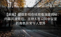 【速报】蘑菇影视在线观看深度揭秘：内幕风波背后，主持人在公司会议室的角色异常令人意外