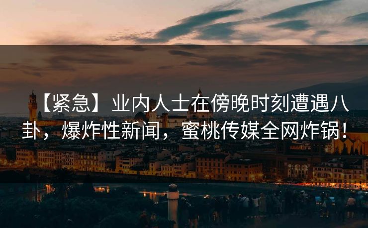 【紧急】业内人士在傍晚时刻遭遇八卦,爆炸性新闻,蜜桃传媒全网炸锅! 【紧急】业内人士在傍晚时刻遭遇八卦,爆炸性新闻,蜜桃传媒全网炸锅!