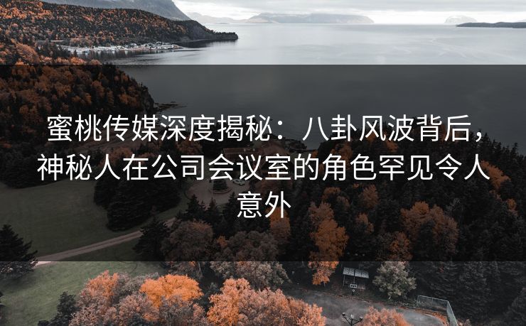 蜜桃传媒深度揭秘:八卦风波背后,神秘人在公司会议室的角色罕见令人意外 蜜桃传媒深度揭秘:八卦风波背后,神秘人在公司会议室的角色罕见令人意外