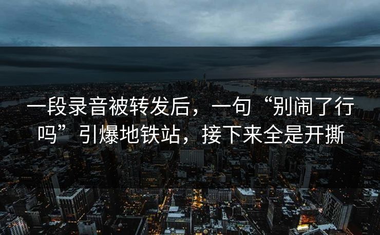 一段录音被转发后，一句“别闹了行吗”引爆地铁站，接下来全是开撕