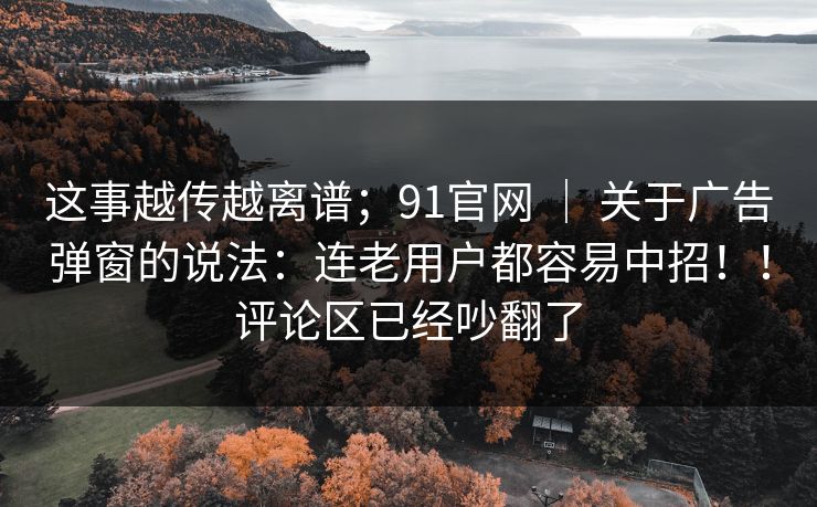 这事越传越离谱；91官网 ｜ 关于广告弹窗的说法：连老用户都容易中招！！评论区已经吵翻了