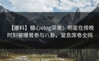 【爆料】糖心vlog突发：明星在傍晚时刻被曝曾参与八卦，窒息席卷全网