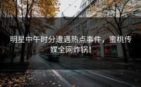 明星中午时分遭遇热点事件，蜜桃传媒全网炸锅！