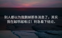 别人都以为我删掉那条消息了，其实我在越想越难过！别急着下结论。