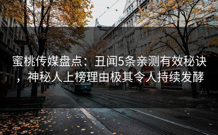 蜜桃传媒盘点：丑闻5条亲测有效秘诀，神秘人上榜理由极其令人持续发酵
